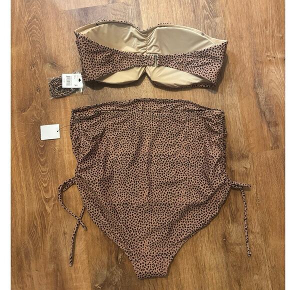 NWT A Pea In The Pod Maternity Cheetah Convertible Two Piece Swimsuit Size L - Picture 5 of 7